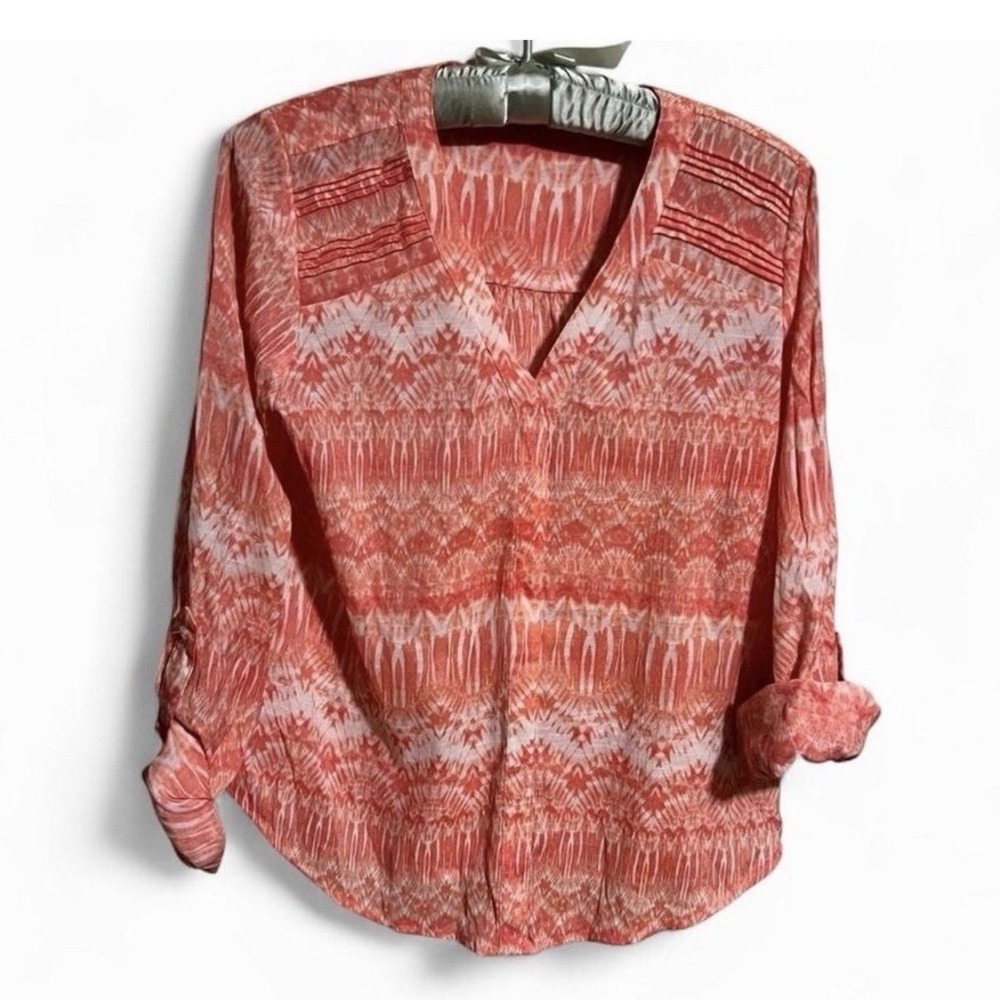 Zac & Rachel Women's Coral 3/4 Sleeve Pullover Blouse SP/ P To P 19